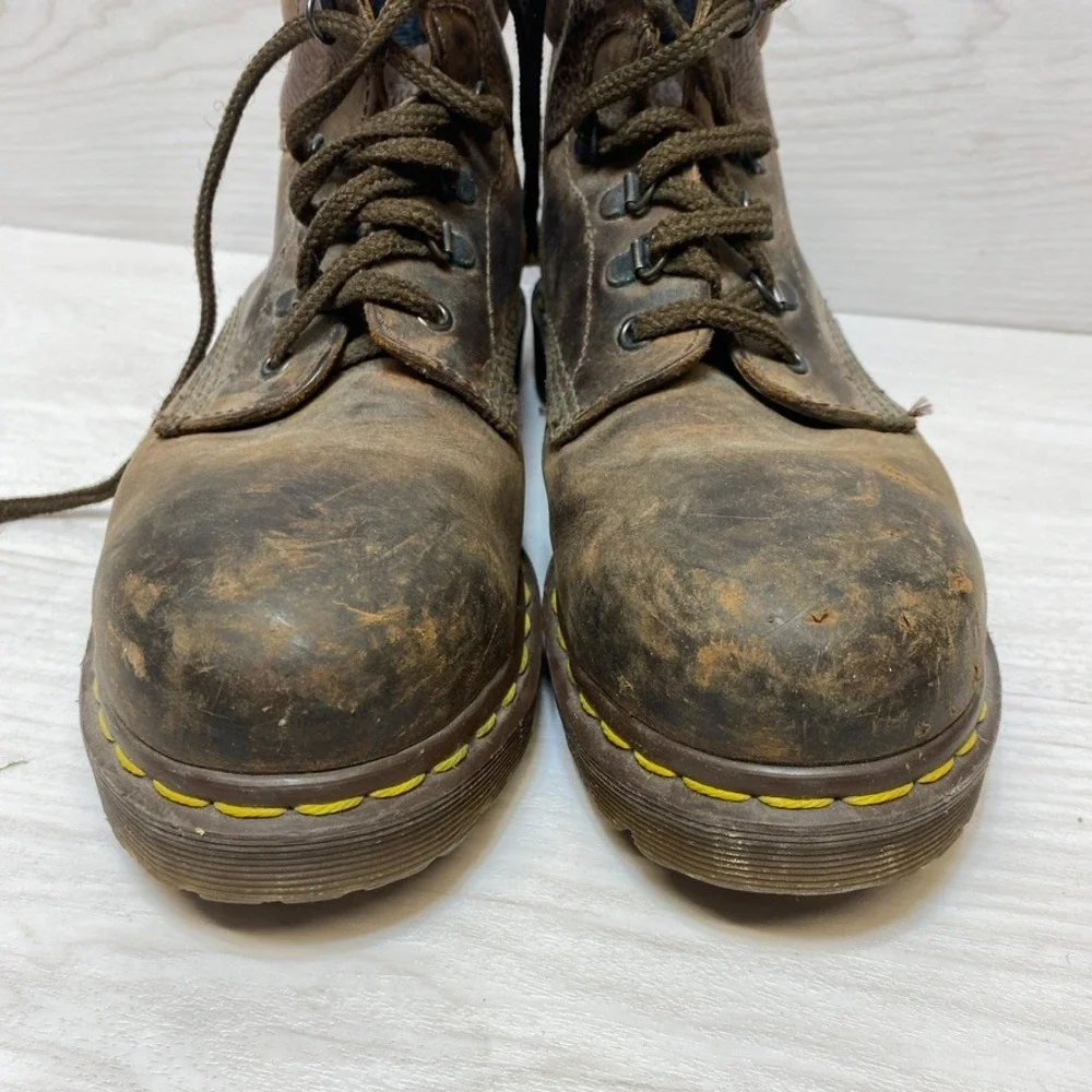 Dr. Martens 7735 Steel Toe Work Boots Brown Leather Made in England Mens‎ 6 UK 7